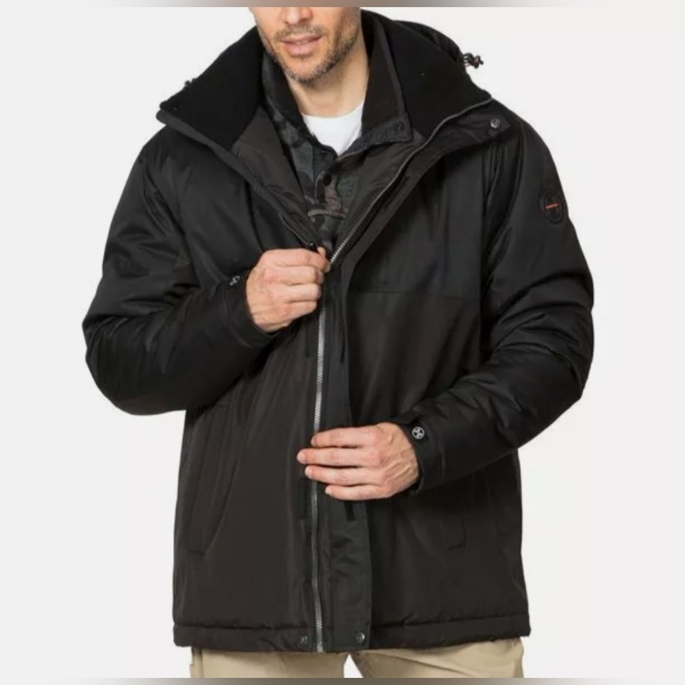 HAWKE & CO Men's Size Small Black Insulated Heavyweight Parka Coat